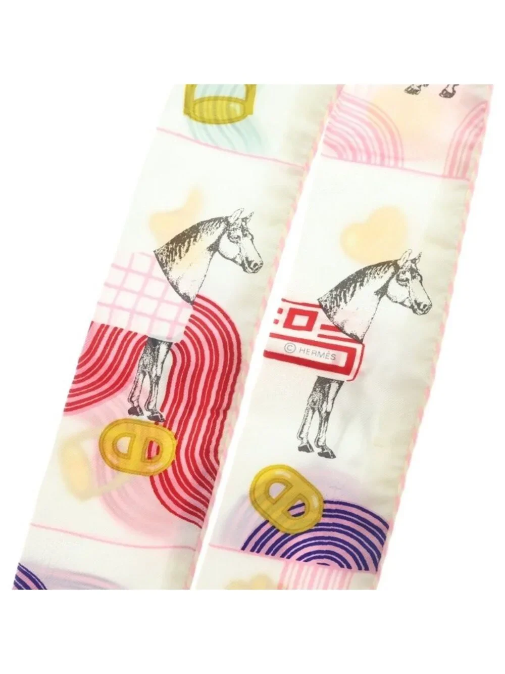 Hermes Twilly Garde Robe Pop Rose Pop Scarf Silk White Pink